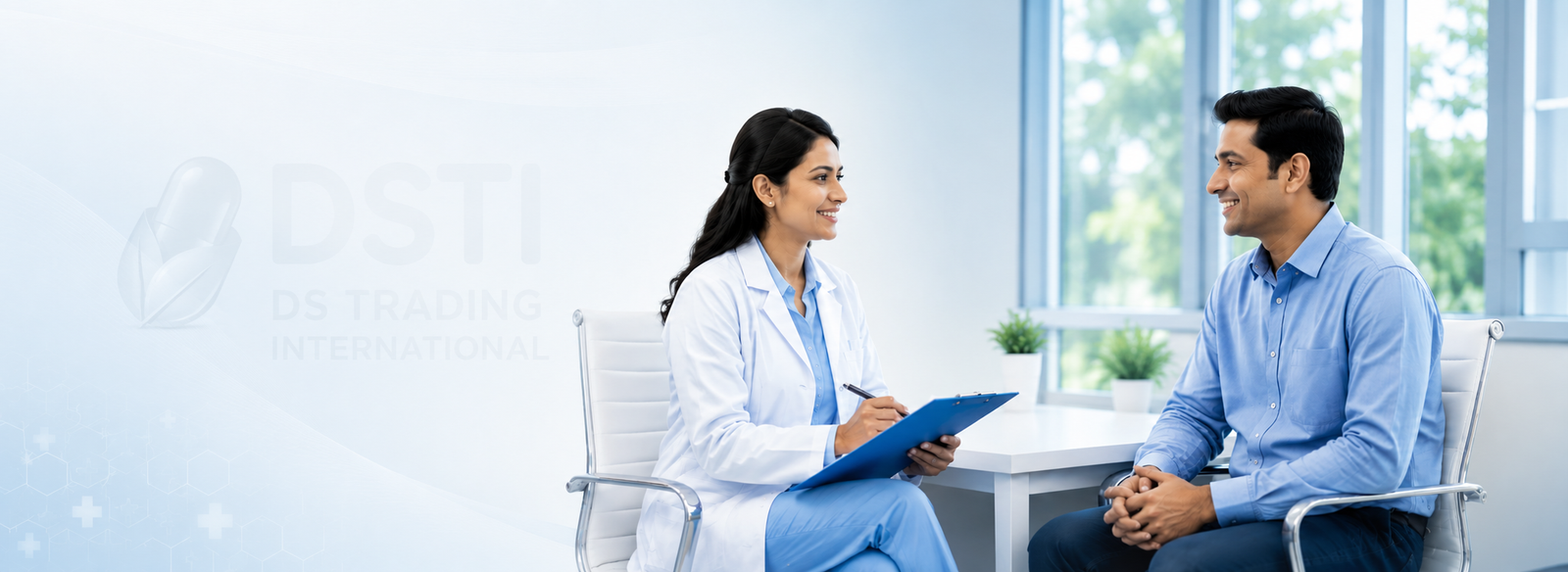 A physician reviewing clinical documents with a colleague